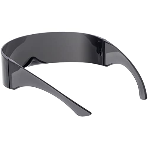 Image of zeroUV - 80s Futuristic Cyclops Cyberpunk Visor Sunglasses with Semi Translucent Mirrored Lens Shield Sunglasses