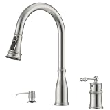 APPASO 3 Hole Kitchen Faucet with Pull Down Sprayer Brushed ...