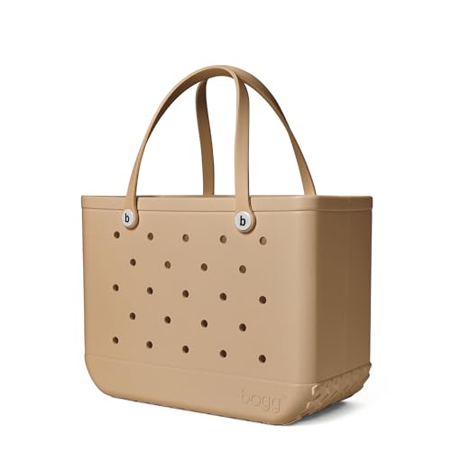 Image of BOGG BAG - Original, Extra Large Tote Bag - Latte You Lots - 19in L x 9in W x 14in H - Lightweight, Washable, Durable - All Purpose EVA - for Beach, Pool, Boat, Work, Sports