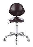 FRNIAMC Rolling Saddle Stool with Backrest Height Adjustable Ergonomic Design Office Chair with Wheels for VR Gaming Beauty Salon Medical Clinic Kitchen Studio Home Office Use(Brown)