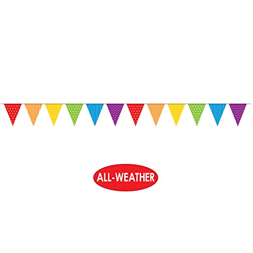 Beistle Dots And Stripes Pennant Banner, 11" X 12', Multicolor #TOP2