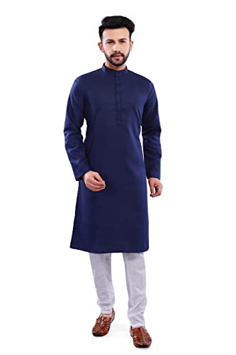 Navy Blue Kurta Pajama for Men Indian Clothing Casual Kurta Pajama
