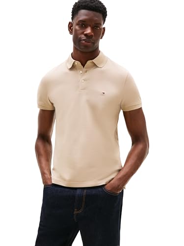Image of Tommy Hilfiger Men's Short Sleeve Polo Shirts in Slim Fit with Stretch and Organic Pique Cotton