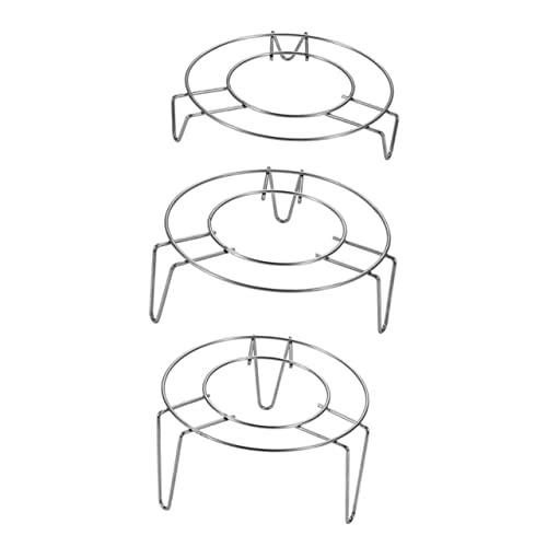 Amosfun 3pcs Stainless Steel Thickened Steamed Rack Three-legged Rack for Heat Insulation Pan Protectors Home Steamed Cooking