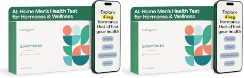 Image of Everlywell At-Home Men's Health Test Collection Kit, Measures 4 Key Hormones in Men for Accurate Results from a CLIA-Certified Lab Within Days, Ages 18 Plus (Pack of 2)