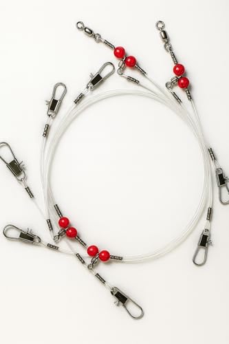 Narcissus Double Drop Saltwater Fishing Rig – Mono 2 Hook Bottom Rigs with Swivels & Snaps, Pre-Tied Surf Pier Boat Leader Line for Snapper, Bass, Mackerel, Catfish (Double Drop Rig-12Pack)