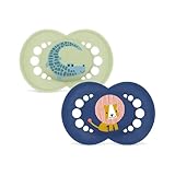 MAM Original Schnuller | 6-16 Monate | 94% Akzeptanz | stillfreundlicher Babyschnuller | von Hebammen empfohlen | zahnfreundlich | SkinSoft Silikon | Krokodil/Löwe | 2 Stück