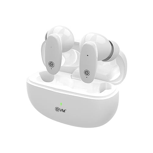 Image of EVM EnBuds Pro TWS - 44 Hours Playtime - True Wireless Earbuds with ENC & Quad Mics - Type C Charging Port - 13mm Speakers, 500 mAh Battery & BT 5.3-1 Year Warranty (EVM-TWS-05-White)