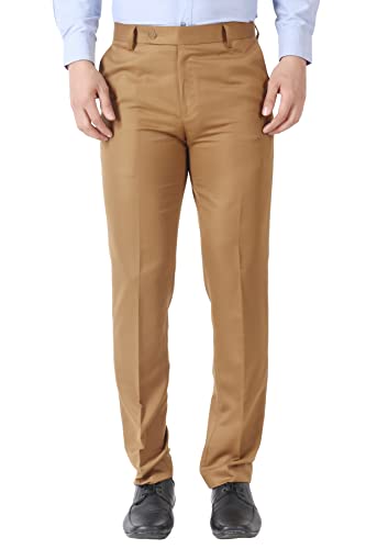 Image of MALENO Men's Slub Effect Solid Trouser | Classic Slim Fit Formal Trousers for Men | Slim Fit Trousers for Men
