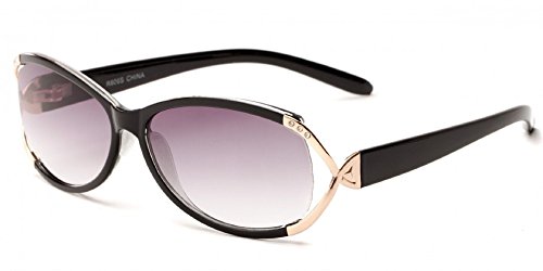Image of Readers.com The Claire Sun Readers for Women Oval Reading Glasses Trendy Readers Sunglasses + 1.25 Black and Gold (Microfiber Cleaning Carrying Pouch Included)