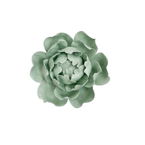 Image of Peony Flower Bud,Light Green, 3.94 inch,Ceramic Flower Wall Art Decor, Artificial Flower Wall Sculpture,Handmade Ceramic Flowers for Home,Hallway,Living Room, Kitchen,Bathroom