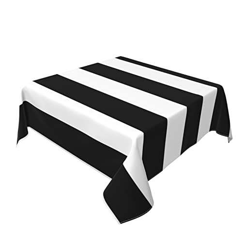 Nappe carrée à rayures noires et blanches pour table de salle à manger