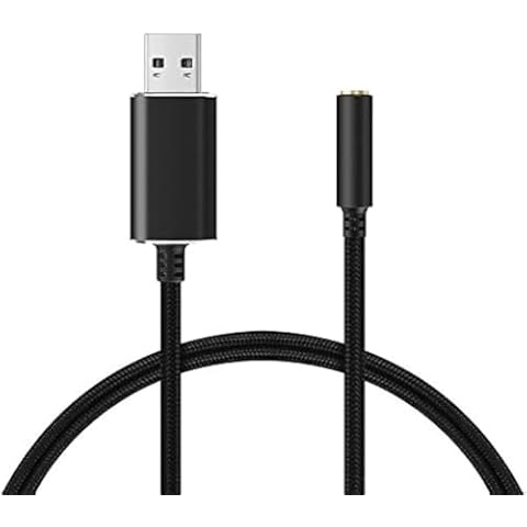 Canfon USB to 3.5mm Headphone and Microphone Jack Audio Adapter with 3.5mm Combo Aux Stereo Converter for Headset Mac PS4 PC Laptop Desktops External Sound Card Audio for Windows (100cm, Black) Cover