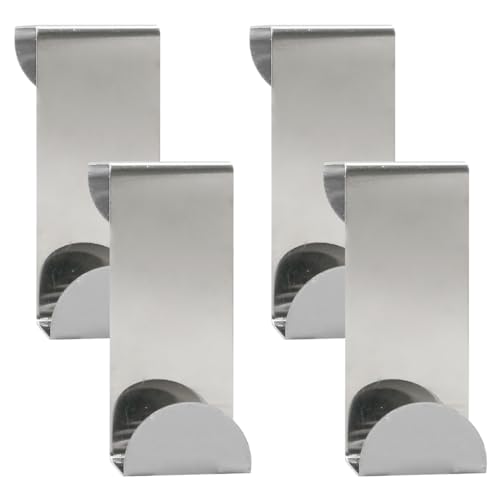 Luckious 4PCS Over The Door Hook for Door, Bathroom - Stainless Steel Versatile Coat Hooks, Over Door Hangers, Reversible Cupboard and Drawer Hooks, Kitchen, Bedroom, Office