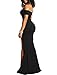 YMDUCH Women's Off Shoulder High Split Long Formal Party Dress Evening Gown Black