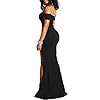 YMDUCH Womens Off Shoulder High Split Long Formal Party Dress Evening Gown Black