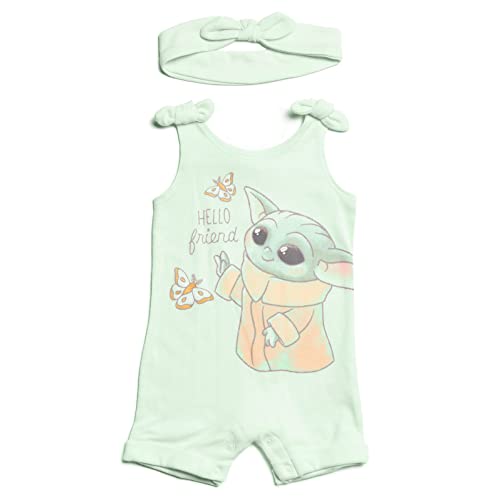 Image of STAR WARS The Child Baby Girls Snap Romper and Headband Newborn to Toddler