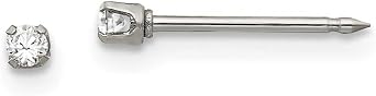 Inverness Stainless Steel Polished 2mm CZ Post Earrings