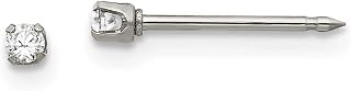 Inverness Stainless Steel Polished 2mm CZ Post Earrings
