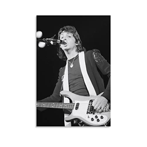Paul McCartney Poster vintage sur toile pour décoration 50 x 75 cm - Les Beatles, Paul McCartney, John Lennon, RIngo Starr, George Harrison Paul McCartney Poster vintage sur toile pour décoration 50 x 75 cm