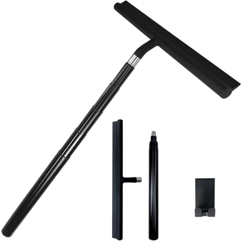YiNLuax Escobilla de ducha extensible telescópica para ventana de silicona, mango ajustable para vidrio de baño