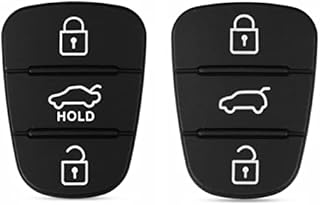 Car Key Cover 2 Pcs, Car Key Rubber Button Replacement Car Key Fob Cover 3-Button Remote Control Car Key Case Black Compatible with Kia and Hyundai Smart Remote Keys Fob Replacement Parts