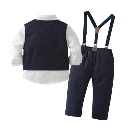 Lito Angels Jungen Anzug Set 4-teilig mit Weste Hemd Hose Schleife für Taufe Hochzeit Geburtstag Foto-Shooting Frühling Sommer Festlich Größe 92 (18–24 Monate) Blau