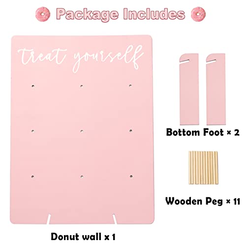 Rmeosye Donut Wall Display Stand Reusable Donut Holder Board Rustic Wood Doughnut Food Buffet Display For Wedding, Baby Shower, Bridal Shower, Birthday Party Treat Yourself Fits 9 Donuts (Pink) #TOP4