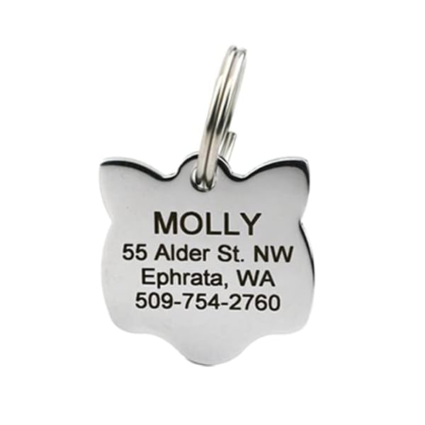 GoTags Pet ID Personalized Cat & Mouse Shape Pet ID Tags. Includes up to 4 Lines of Custom Engraved Text – Stainless Steel, Kitty Face GoTags Pet ID Personalized Cat & Mouse Shape Pet ID Tags. Includes up to 4 Lines of Custom Engraved Text – Stainless Steel, Kitty Face