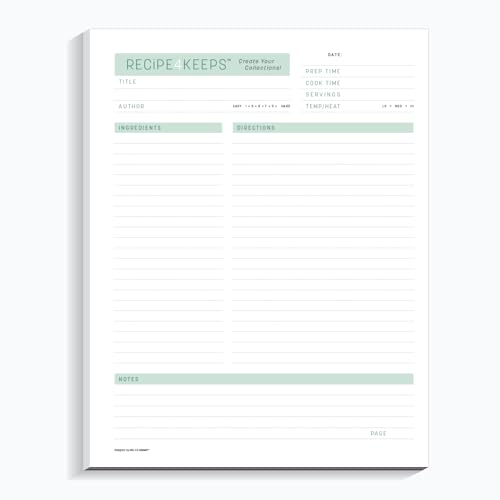 Papier Recette Premium pour Boîte et Organiseur de Cuisine Recipe4Keeps