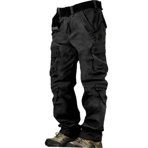 ADHOWBEW Men Cargo Pants Relaxed Fit Stretch Waterproof Construction Hiking Elastic Waist Trousers