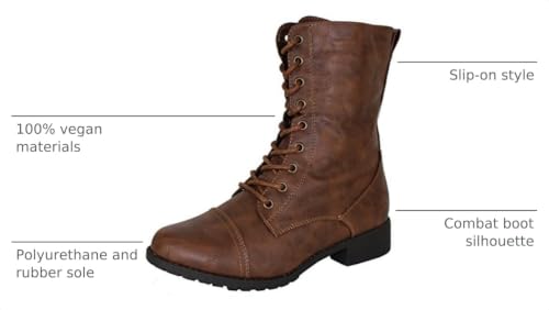 Image of Forever Link Womens Round Toe Military Lace Up Knit Ankle Cuff Low Heel Combat Boots