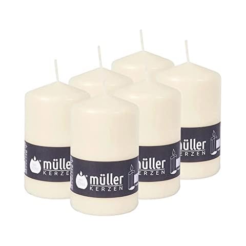 Conjunto de 6 Velas Decorativas Müller de 68x110 mm sin Perfume Cover