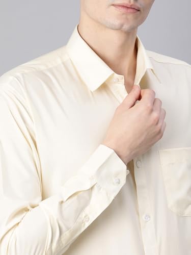 Image of Majestic Man Men's Solid Cotton Blend Wrinkle-Resistant Slim Fit Easy-Iron Formal & Office Wear