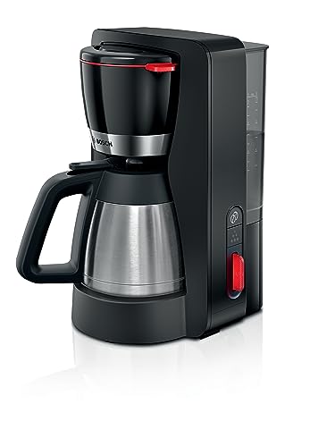 Bosch Filterkaffeemaschine MyMoment TKA6M273,1200 W, Edelstahl-Thermokanne 1 l, für 8-12 Tassen, Aroma intense, Entkalkungsprogramm, Schwarz matt/Edelstahl