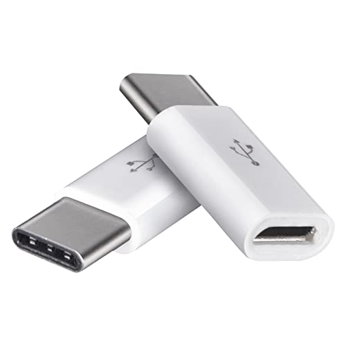 EMOS Micro-USB auf USB-C Adapter 2.0, 480 Mbit/s Reduzierstück / 2X Reduktion, Stecker Typ C auf Micro-B Buchse für Schnellladen und Datenübertragung, 2 Stück, SM7023, weiß