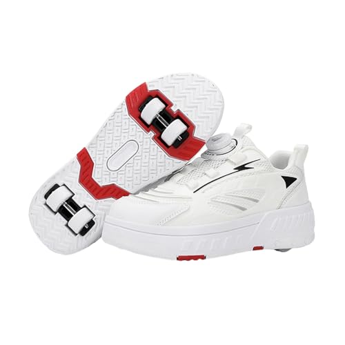Kids Roller Skate Shoes Roller Sport Sneakers Shoes for Boys Girls Outdoor Parkour Shoes with 4-Wheels Trainer Retractable Sneakers Shoes for Birthday Children Show Gift