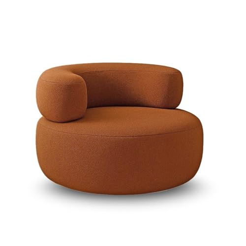 Image of Modern Round Accent Chair, Teal Bookley Fabric, High Density Foam Cushion, Pinewood Frame, Contemporary Style for Living Room Bedroom Office, 36 inchx36 inchx24 (Burnt Orange)