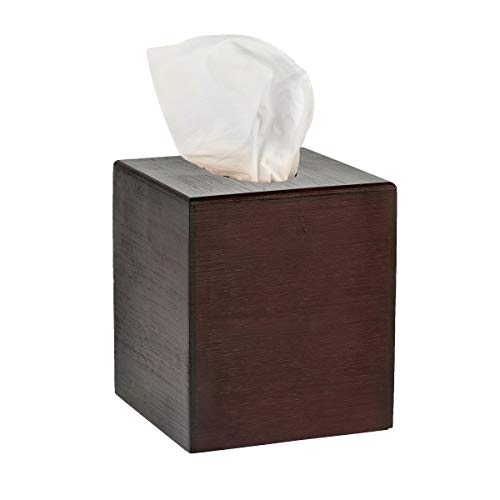 Alpine Industries Wooden Bamboo Square Tissue Box Cover - Eco Friendly Pull Cube