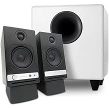 Audioengine A2 HD HD3 Black Computer Speakers with S8 White Subwoofer and DS1 Stands