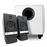 Audioengine HD3 Black Home Music System with S8 White Subwoofer and DS1 Stands, Premium