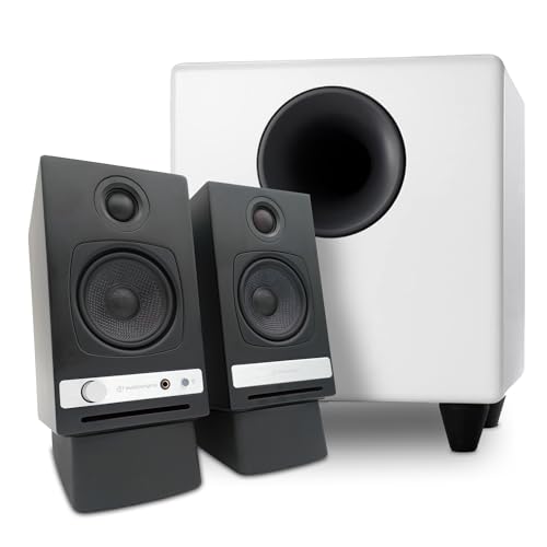 Audioengine HD3 Black Home Music System with S8 White Subwoofer and DS1 Stands, Premium