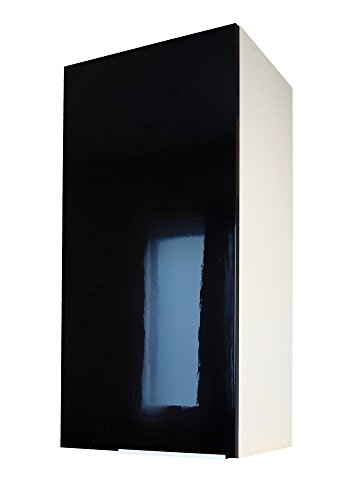 Berlioz Creations CP3HN Meuble Haut de Cuisine avec 1 Porte Noir Haute Brillance 30 x 34 x 70 cm, Fabrication 100% française