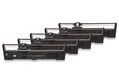 vhbw 5x Cinta de color de escritura compatible con Epson LQ890, LQ590, FX-590, FX590, FX-890, LQ-590, FX890 impresora de matriz o de tickets - negro