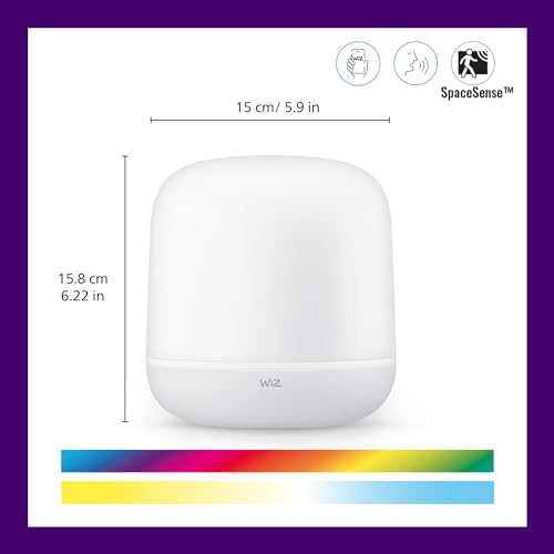 WiZ Connected Hero v2 Smart Portable Table Lamp, WiFi Enabled, 16 Million Colors, Compatible with Alexa and Google Home Assistant, No Hub Required