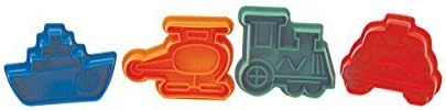R&M Transportation Theme Cookie Cutter Stamper 4 Piece Set, Assorted Colors, Train, Boat, Helicopter, Car Cookie Stamper - Image 5