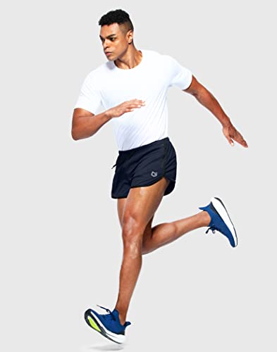 G Gradual Men's Running Shorts 3 Inch Quick Dry Gym Athletic Jogging Shorts With Zipper Pockets (Navy, Medium) #TOP4