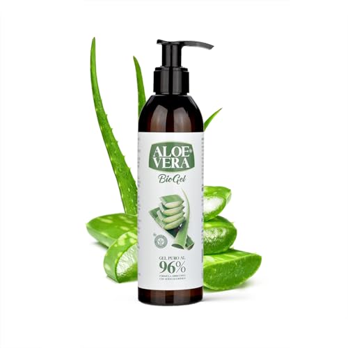 Aloe Vera Gel 96% Biologico Lenitivo e Idratante per Viso e Corpo – con Acido Ialuronico, Doposole e Pelle Sensibile – Senza Alcol – LDM Aloe Vera Gel – 250 ml