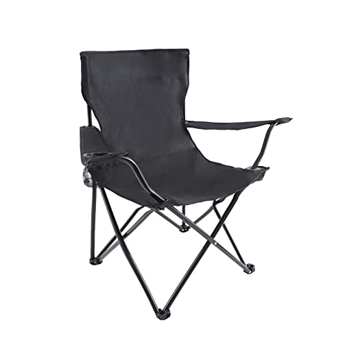 YSSOA Fauteuil Pliant Portable Noir Camping, Acier allié Unisexe Adulte Tissu Oxford 600D Cover