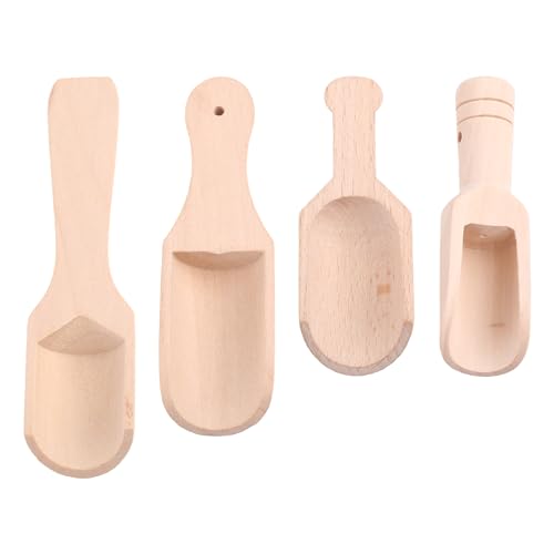 Holzschaufel, Badesalzlöffel für Mehl, Süßigkeiten, Gewürze, Zucker, Holzschaufel, 4 Stück